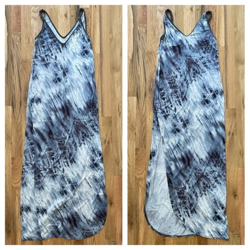 SW3 Bespoke Tie Dye Blue & White Long Midi Maxi Sun Dress Size P